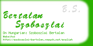 bertalan szoboszlai business card